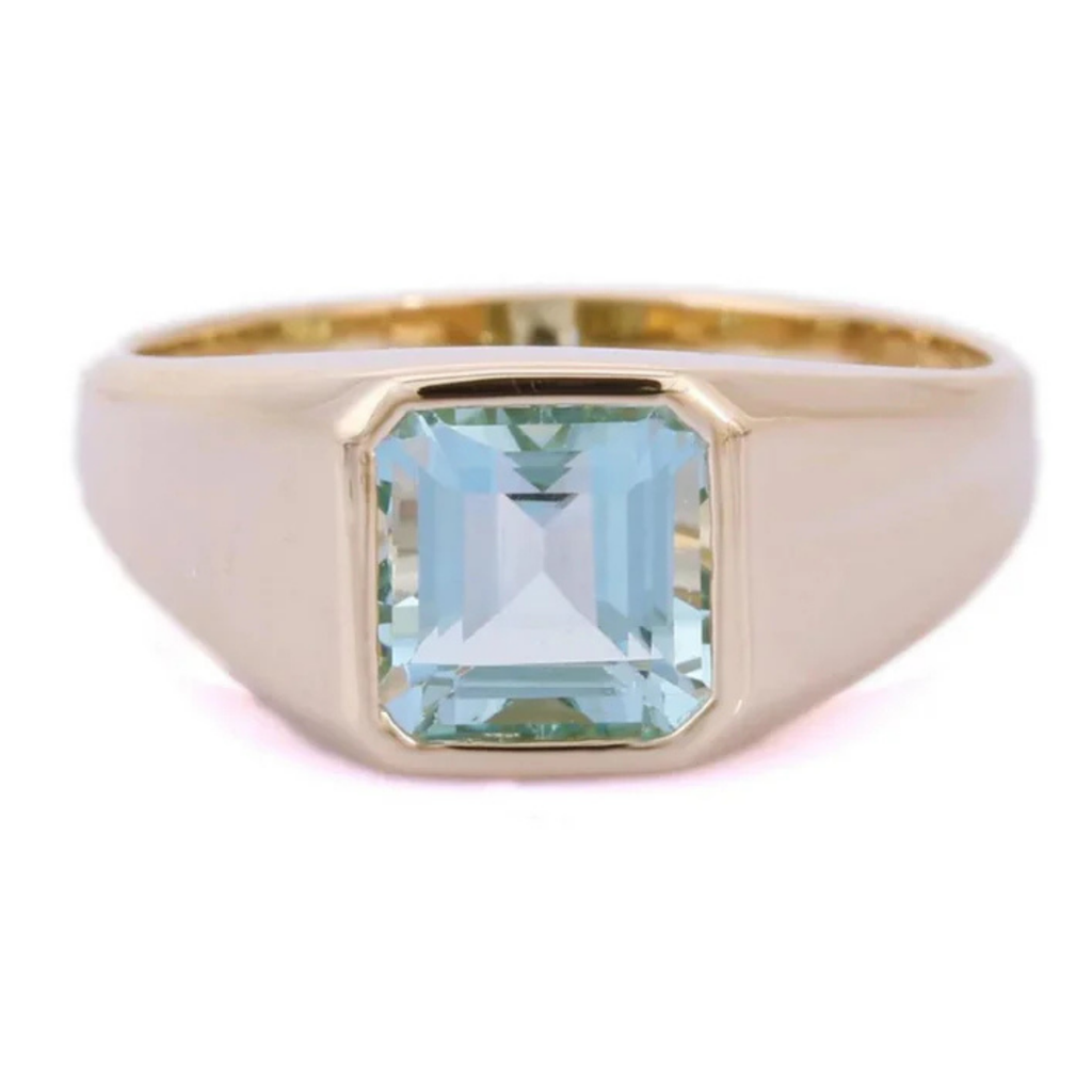 14K Yellow Gold Aquamarine Ring Image