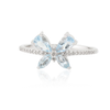 18K Solid White Gold Aquamarine Butterfly Ring Thumbnail