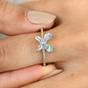 18K Solid White Gold Aquamarine Butterfly Ring Thumbnail