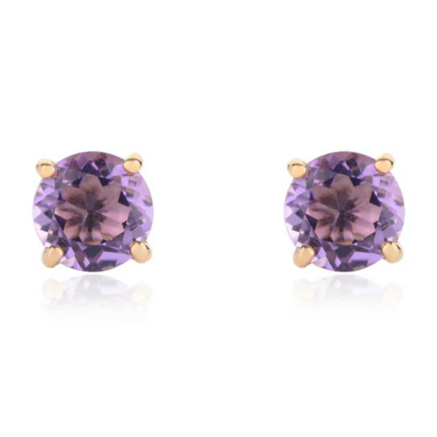 14k Gold Amethyst Studs