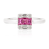 14K Solid White Gold Ruby Diamond Ring Thumbnail