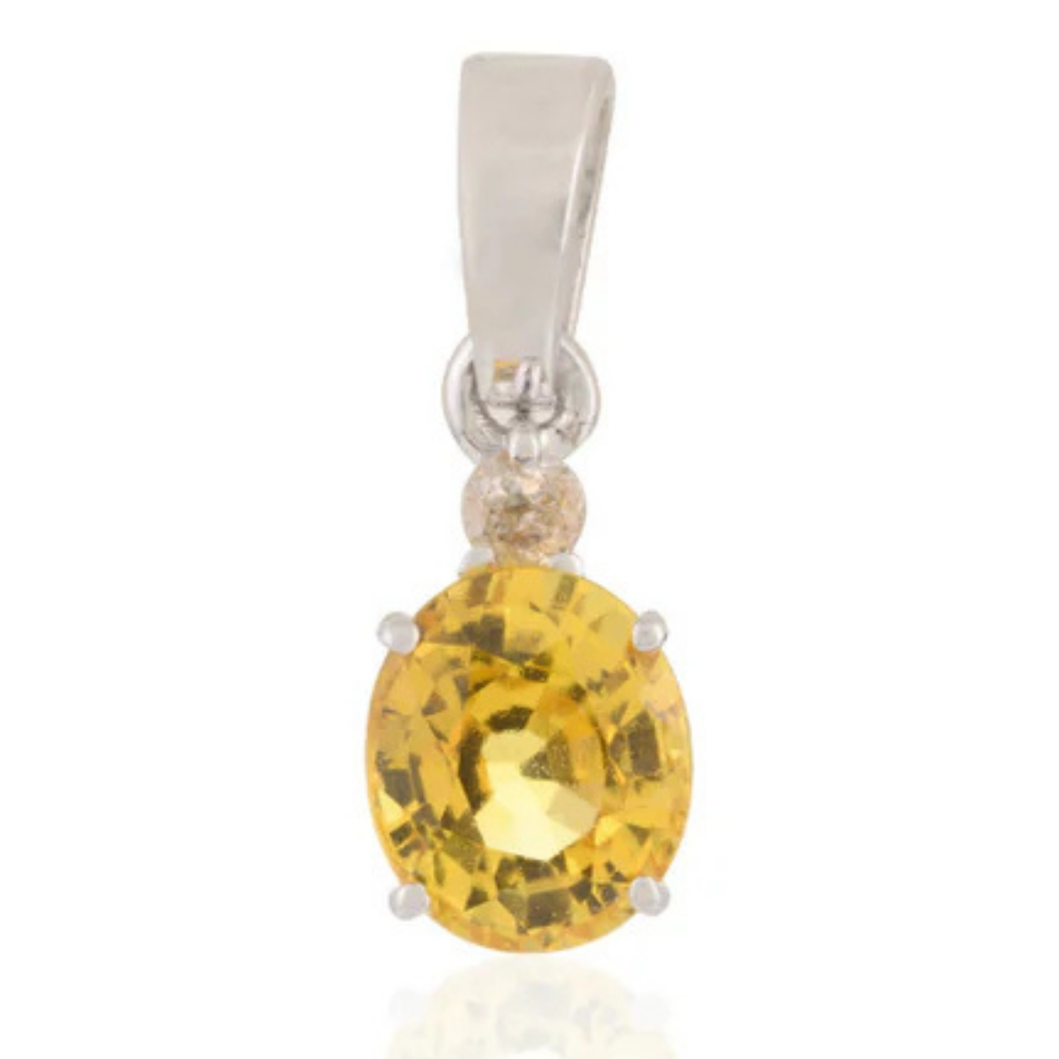 18K White Gold Yellow Sapphire Pendant