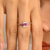 14K Solid White Gold Ruby Diamond Ring Thumbnail