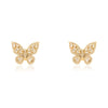 14K Yellow Gold Diamond Butterfly Stud Earrings Thumbnail