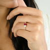 14K Solid Gold Ruby Diamond Toi et moi Ring Thumbnail