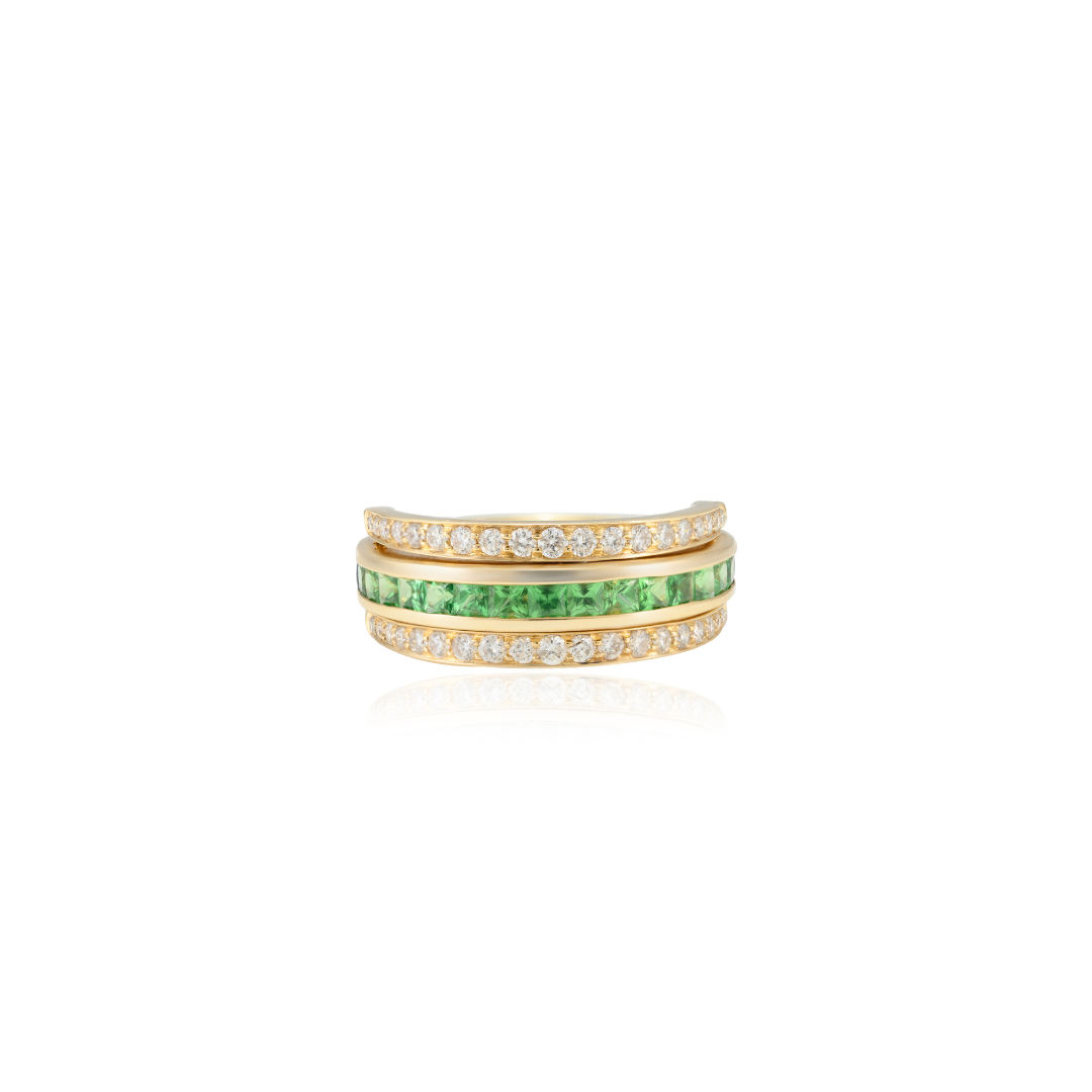 18K Emerald Sapphire Diamond Convertible Magic Ring