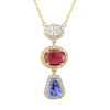 18K Yellow Gold Multi Gemstone Pendant Necklace Thumbnail