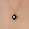 18K Art Deco Inspired Black Onyx Diamond Pendant Necklace Thumbnail