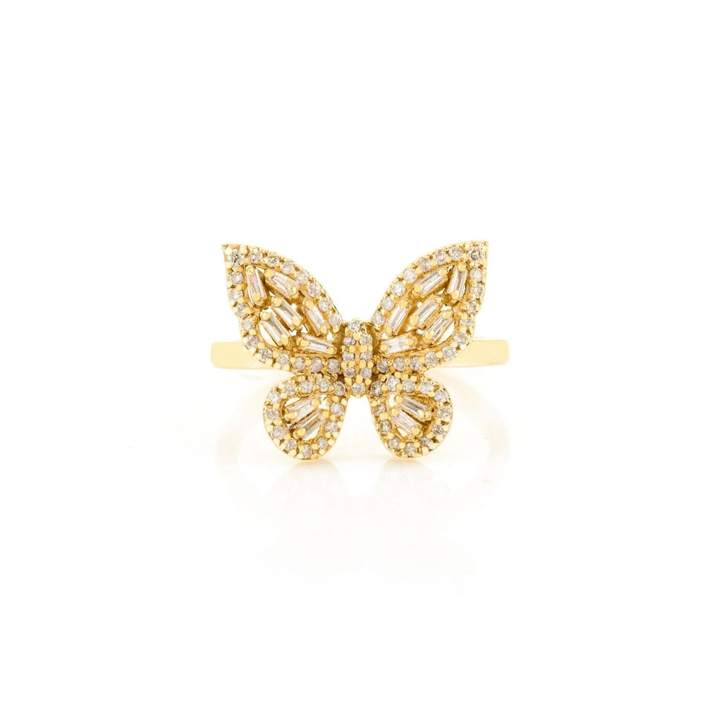 18K Yellow Gold Diamond Butterfly Ring Image