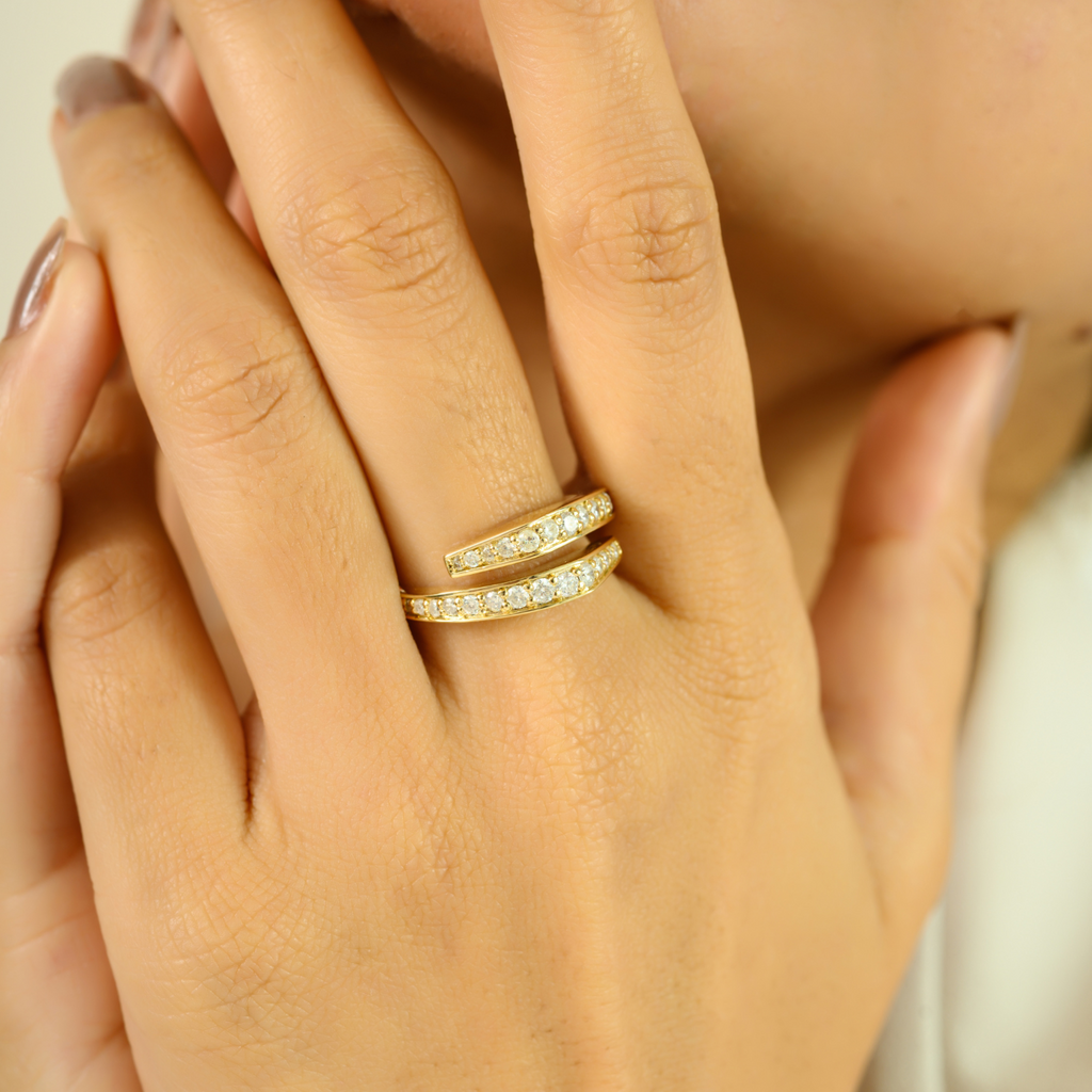 14K Natural Diamond Chunky Wrap Ring Image