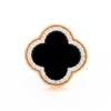 18K Rose Gold Black Onyx Clover Statement Ring Thumbnail