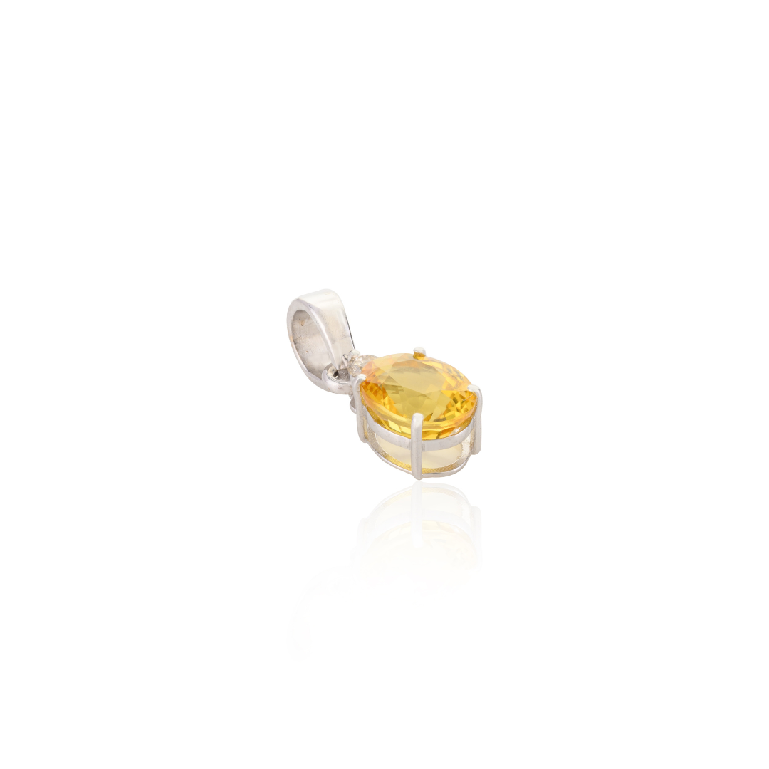 18K White Gold Yellow Sapphire Pendant - vrjewels-us