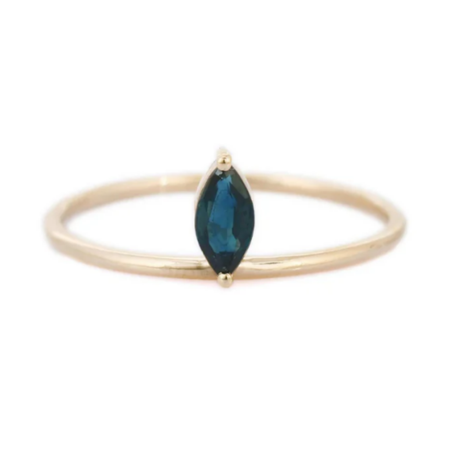 14K Gold Single Floating Sapphire Ring