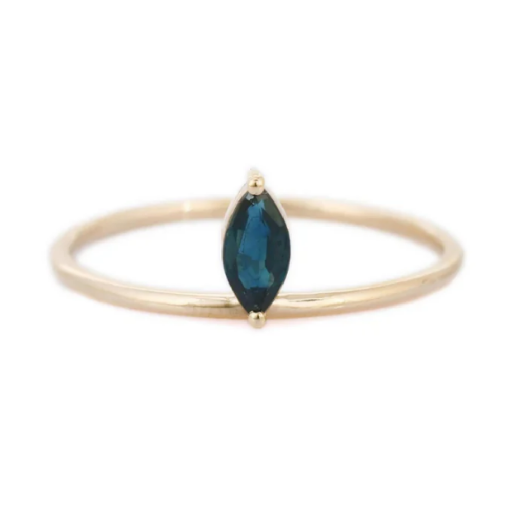 14K Gold Single Floating Sapphire Ring Image