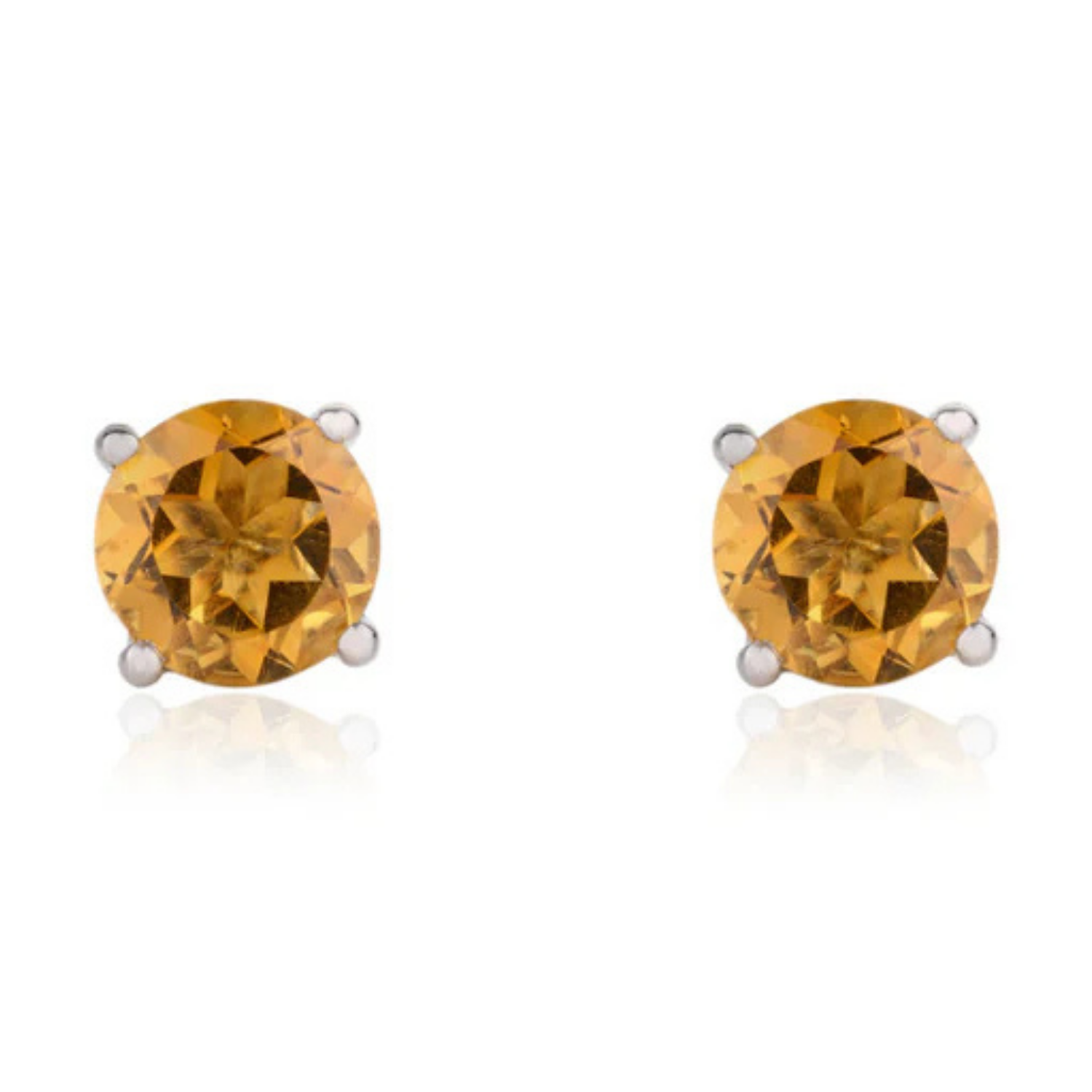 14k Gold Citrine Studs