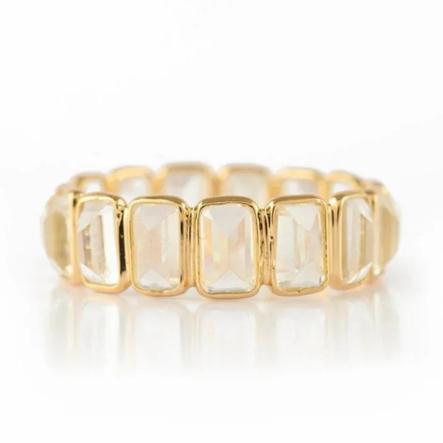 18K Gold Rainbow Moonstone Eternity Band