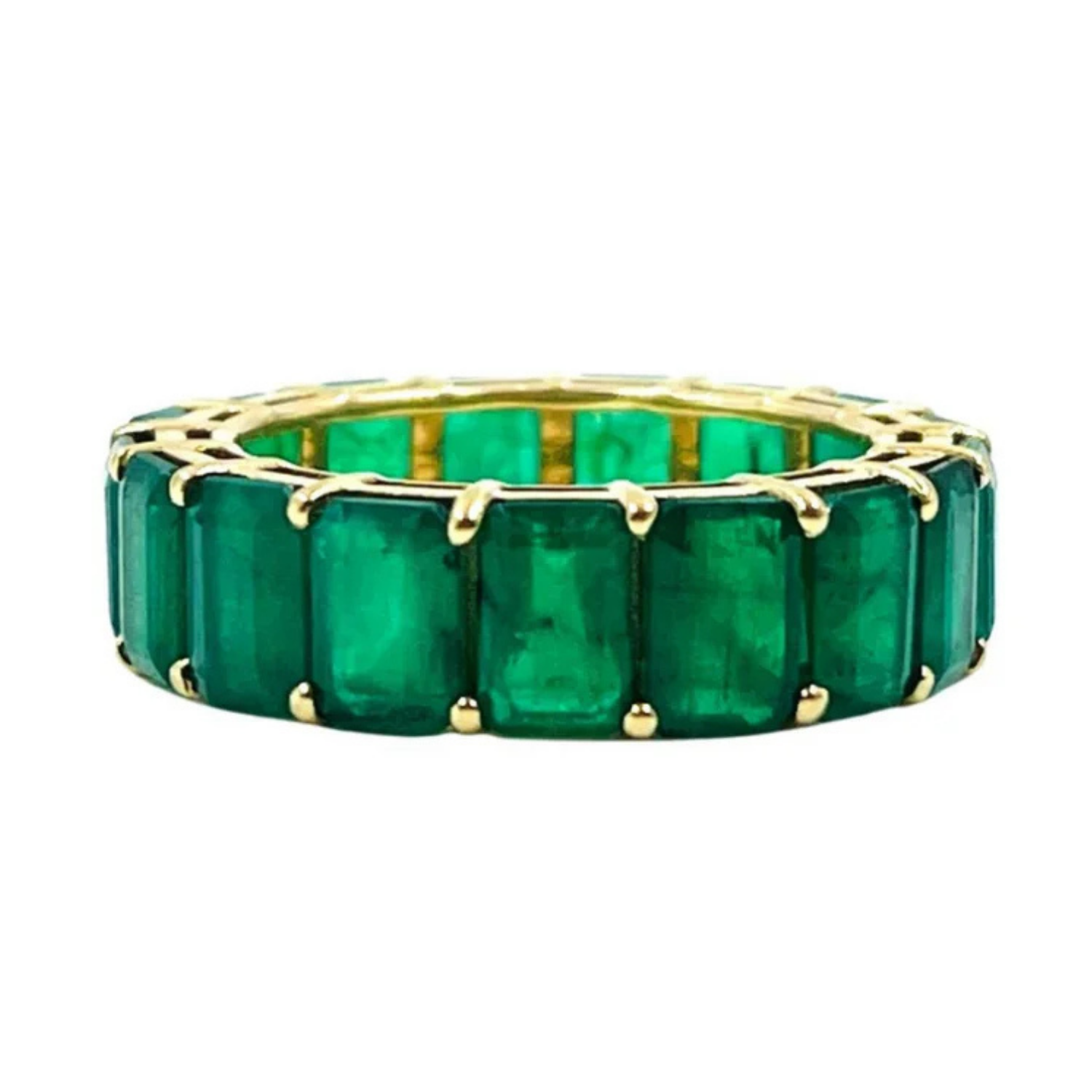 14K Yellow Gold Emerald Eternity Band