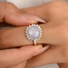 14K Solid White Gold 4.63 Carat Star Sapphire Cabochon Ring Thumbnail