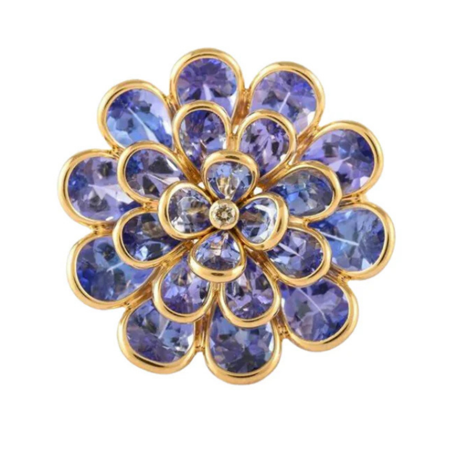 18K Gold Tanzanite And Diamond Cluster Ring