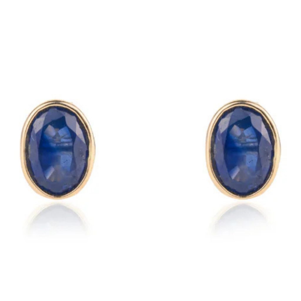 14k Gold Blue Sapphire Studs Image