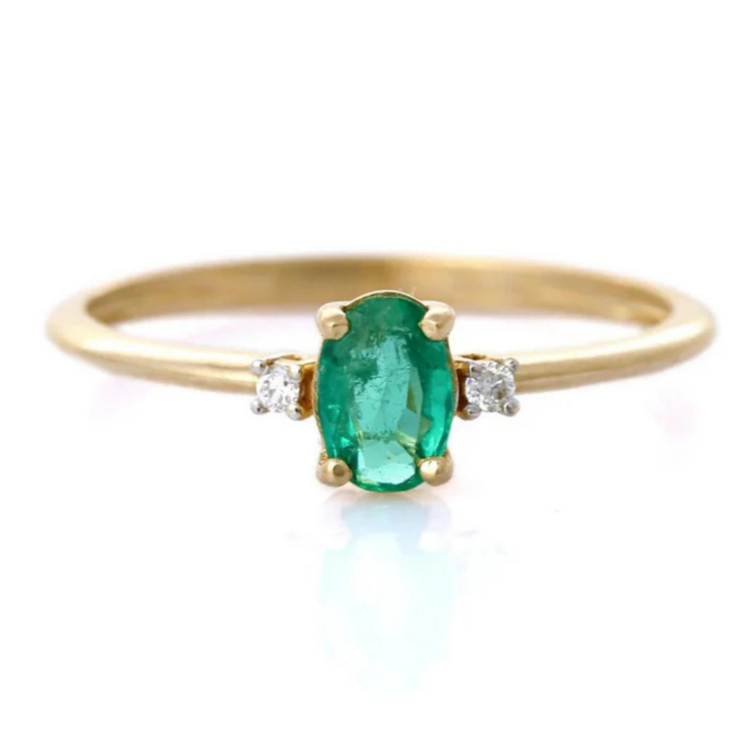 14K Yellow Gold Emerald Ring