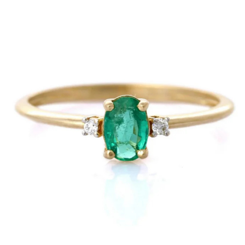 14K Yellow Gold Emerald Ring Image