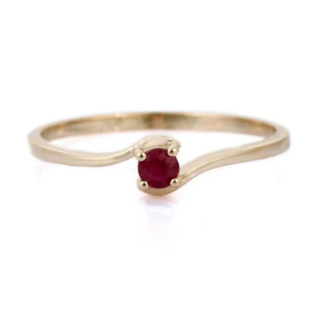 14K Gold Ruby Minimalist Ring Image