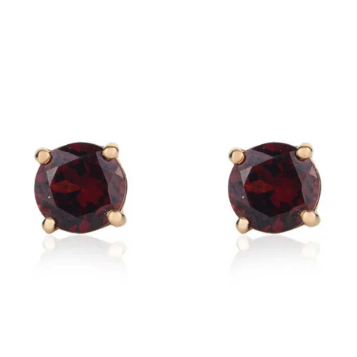 14k Gold Round Garnet Studs