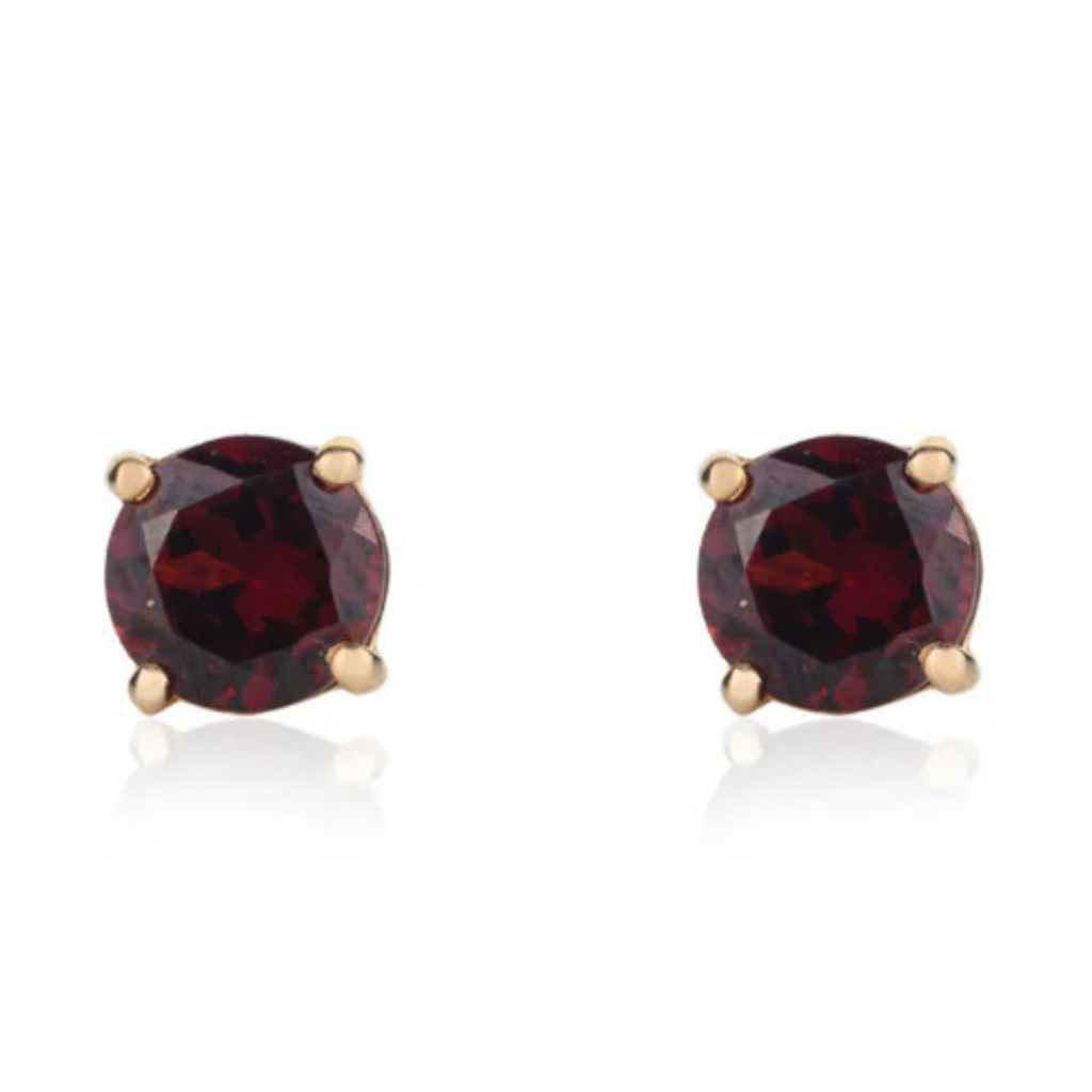 14k Gold Round Garnet Studs Image