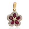 18K Gold Ruby Cherry Blossom Flower Pendant Thumbnail