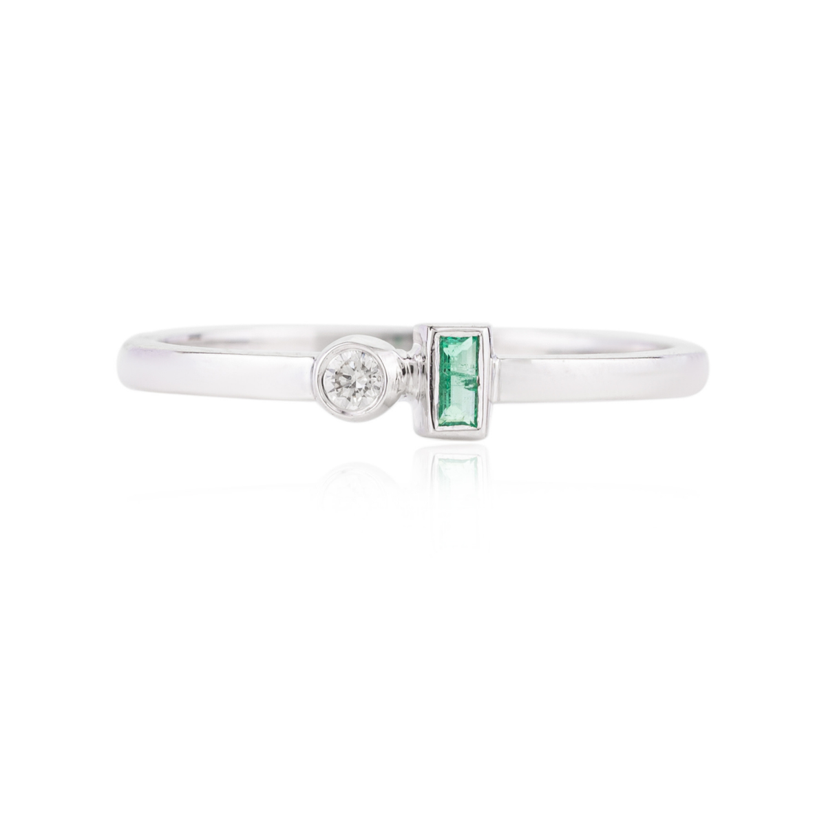 14K Gold Emerald Diamond Toi Et Moi Ring