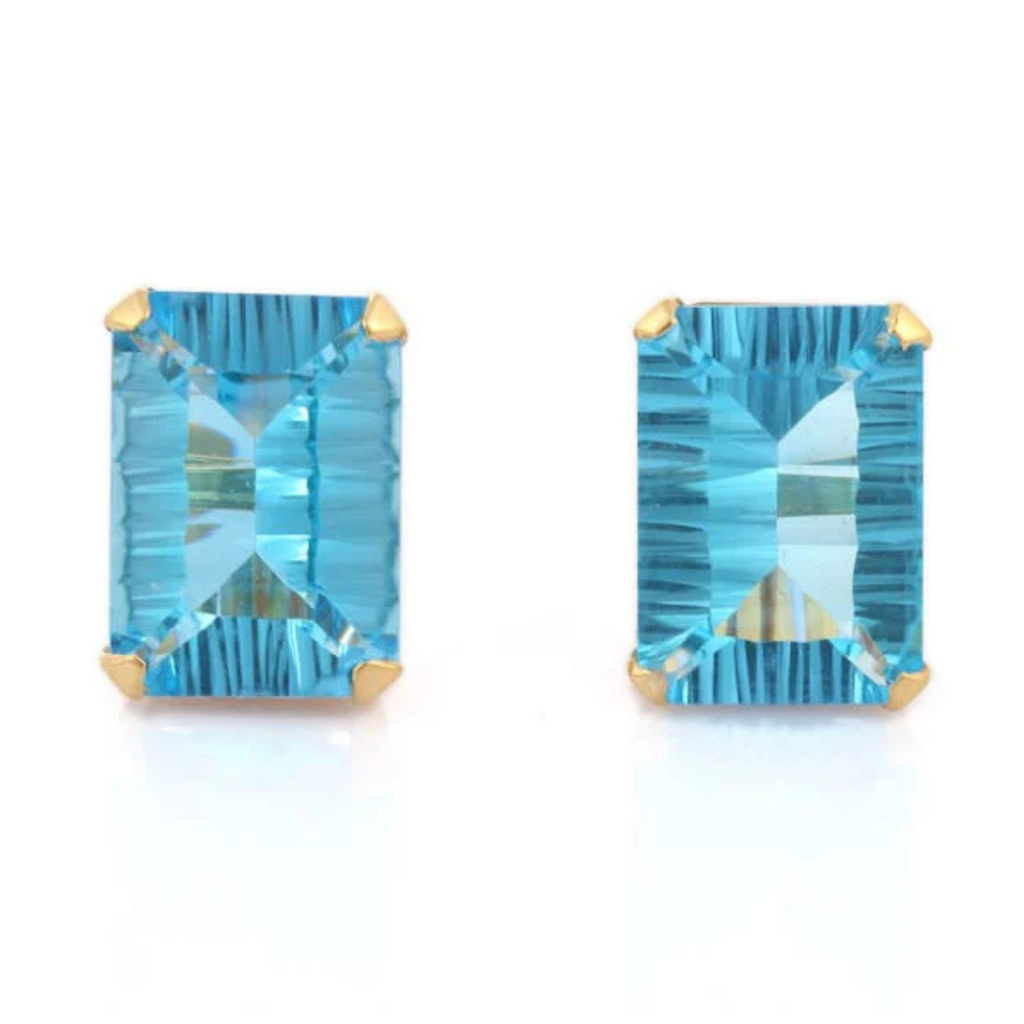 Blue Topaz Gold Studs Image