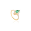 18K Solid Yellow Gold Marquise Emerald Ring Thumbnail