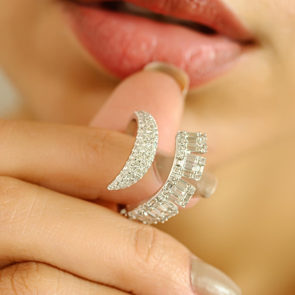 14k White Gold Diamond Engagement Ring For Her