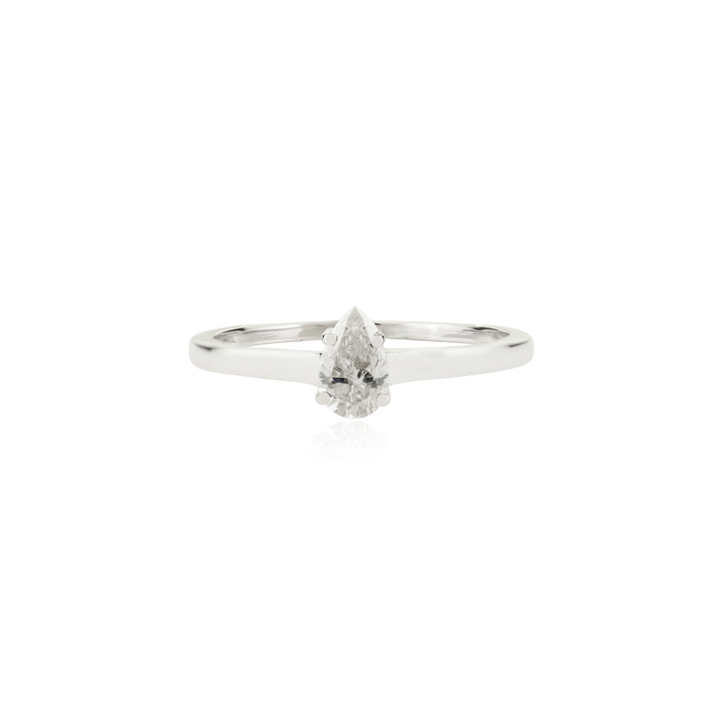 Certified Pear‑Cut Natural Diamond Solitaire Ring in 14K Image