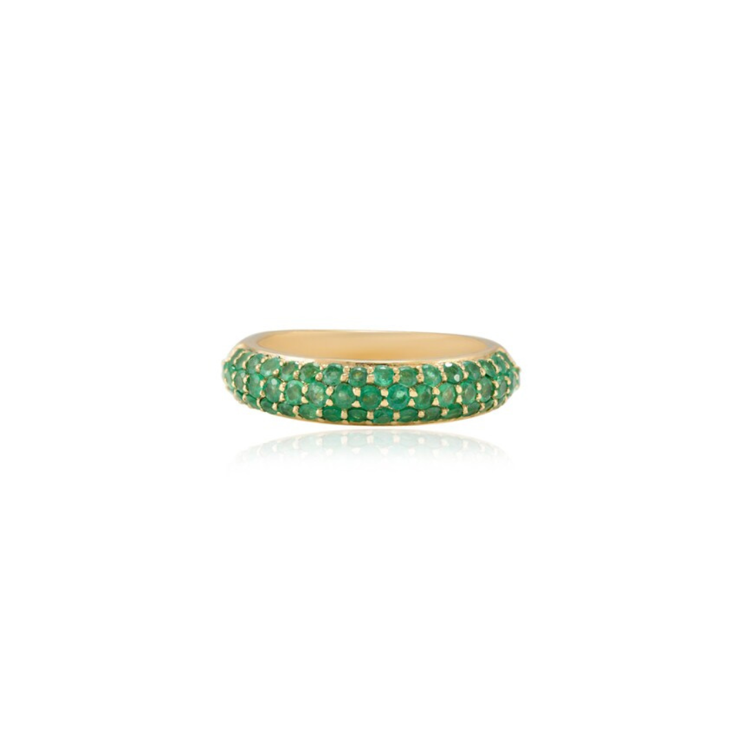 18K Gold Emerald Dome Style Band