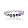 14K Solid White Gold Multi Sapphire Eternity Band Thumbnail