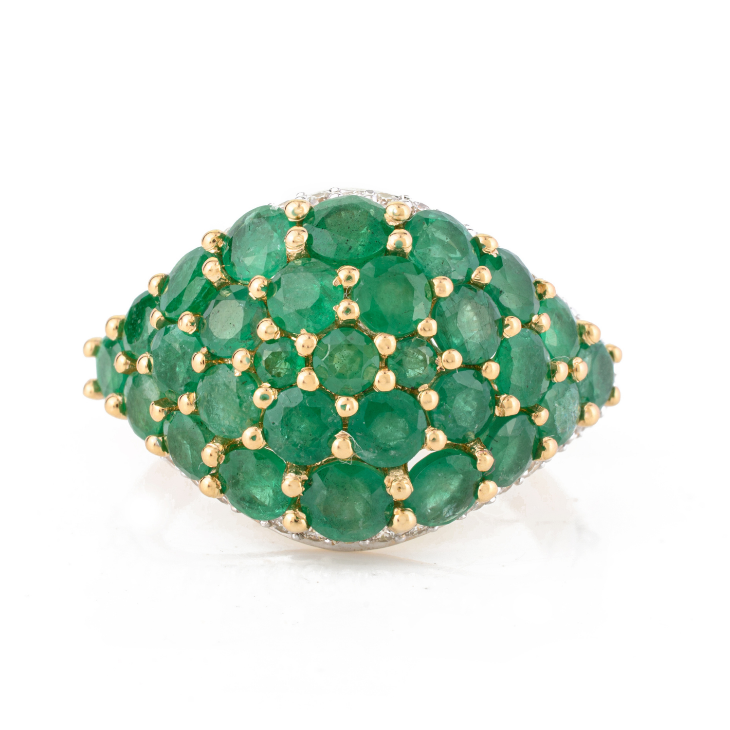 18K Solid Yellow Gold Emerald Cluster Ring - vrjewels-us