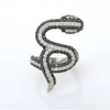 18K Gold Black & White Diamond Snake Ring Thumbnail