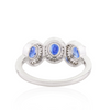 14K Gold Blue Sapphire & Diamond Three Stone Wedding Ring Thumbnail