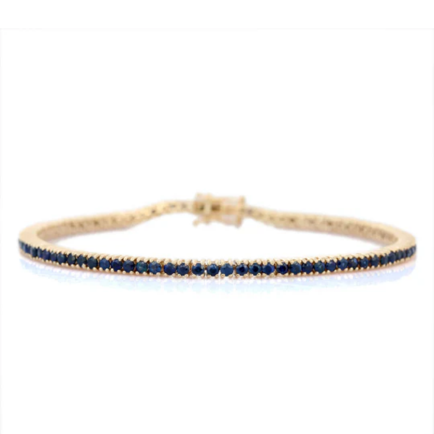 14K Solid Gold Blue Sapphire Tennis Bracelet