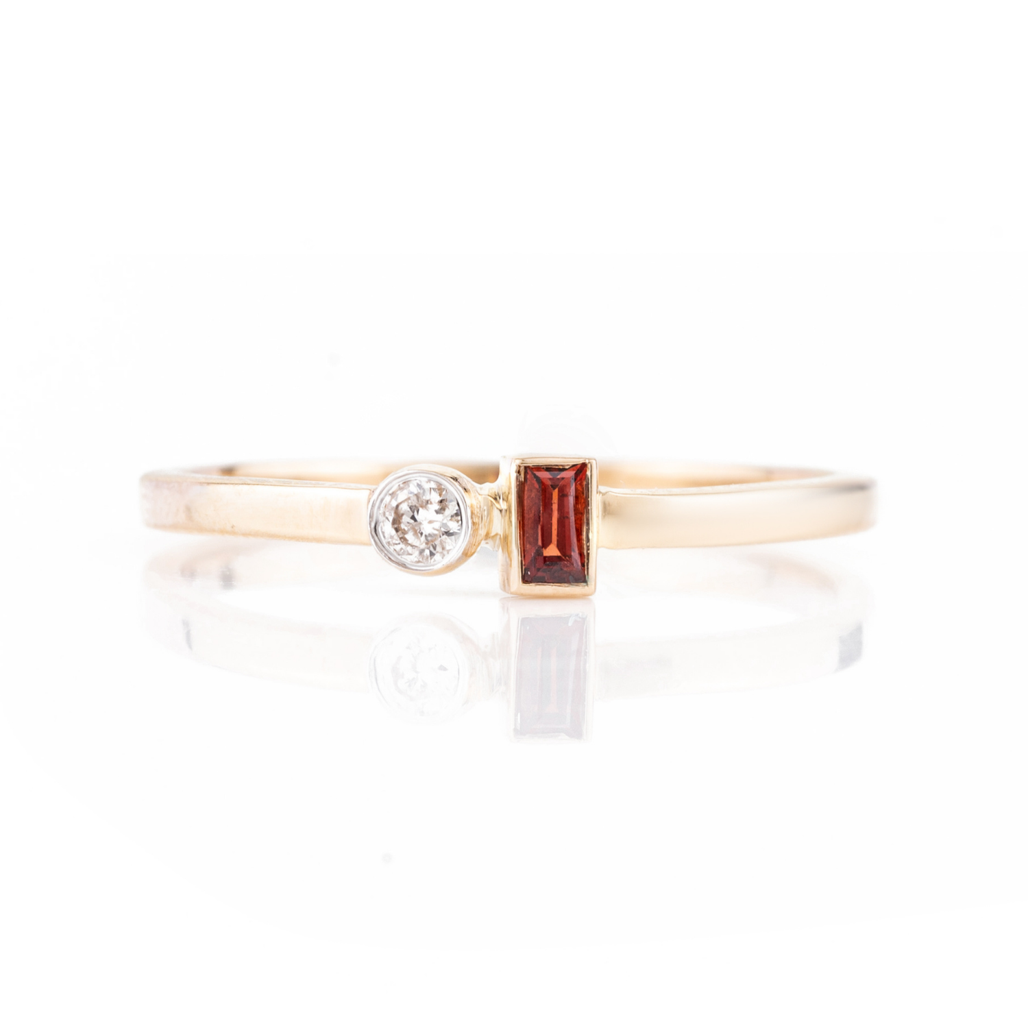 14K Gold Garnet Diamond Dainty Toi Et Moi Ring - vrjewels-us