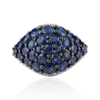 18K Solid White Gold Blue Sapphire Cluster Ring Thumbnail