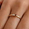 14K Gold Garnet Diamond Dainty Toi Et Moi Ring Thumbnail