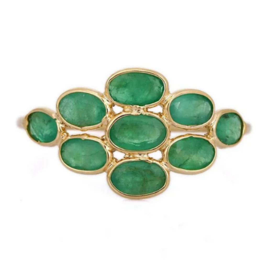 18K Gold Oval Shape Emerald Ring Image