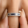 18k Gold Blue Sapphire Diamond Band Ring Thumbnail