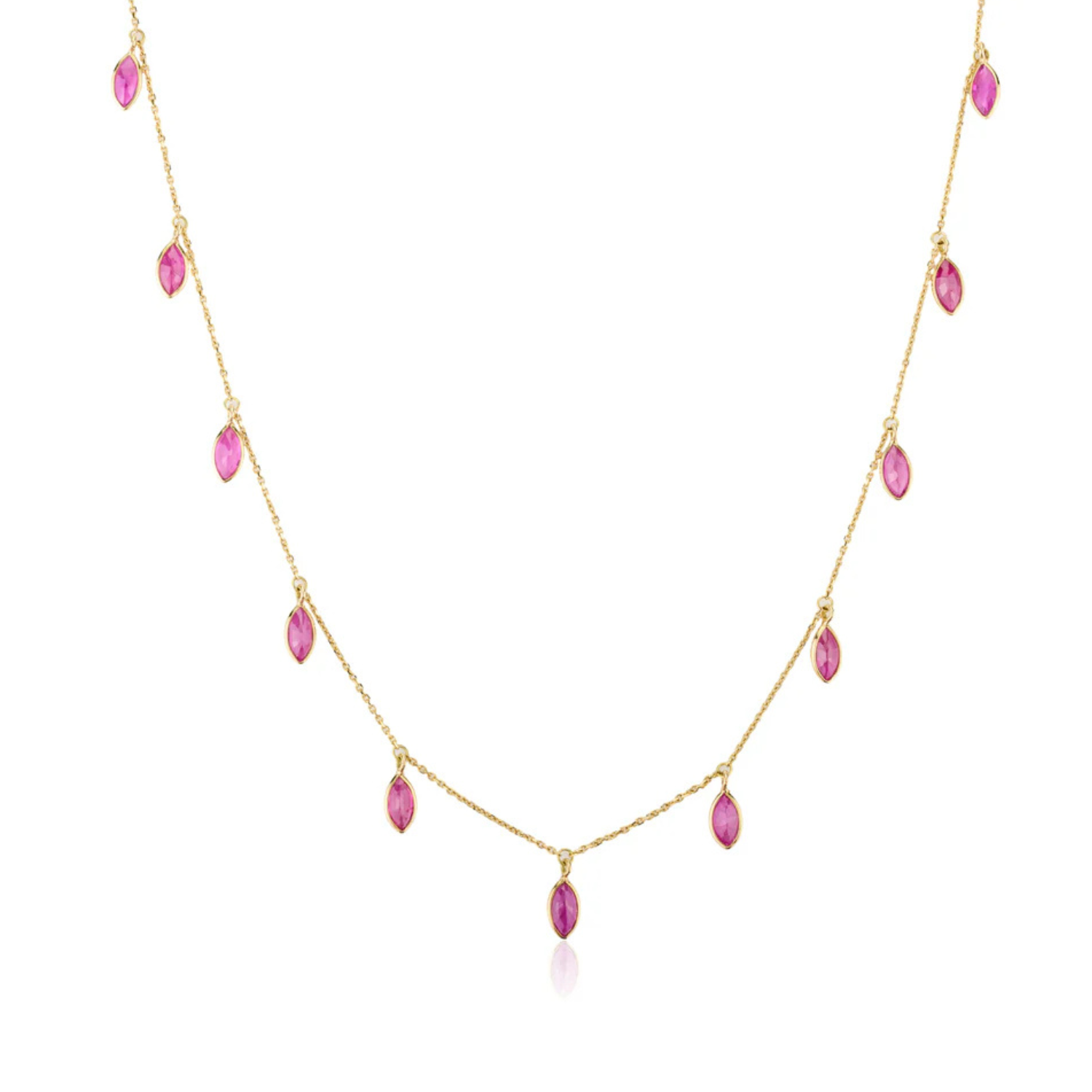 18K Yellow Gold Marquise Drop Necklace