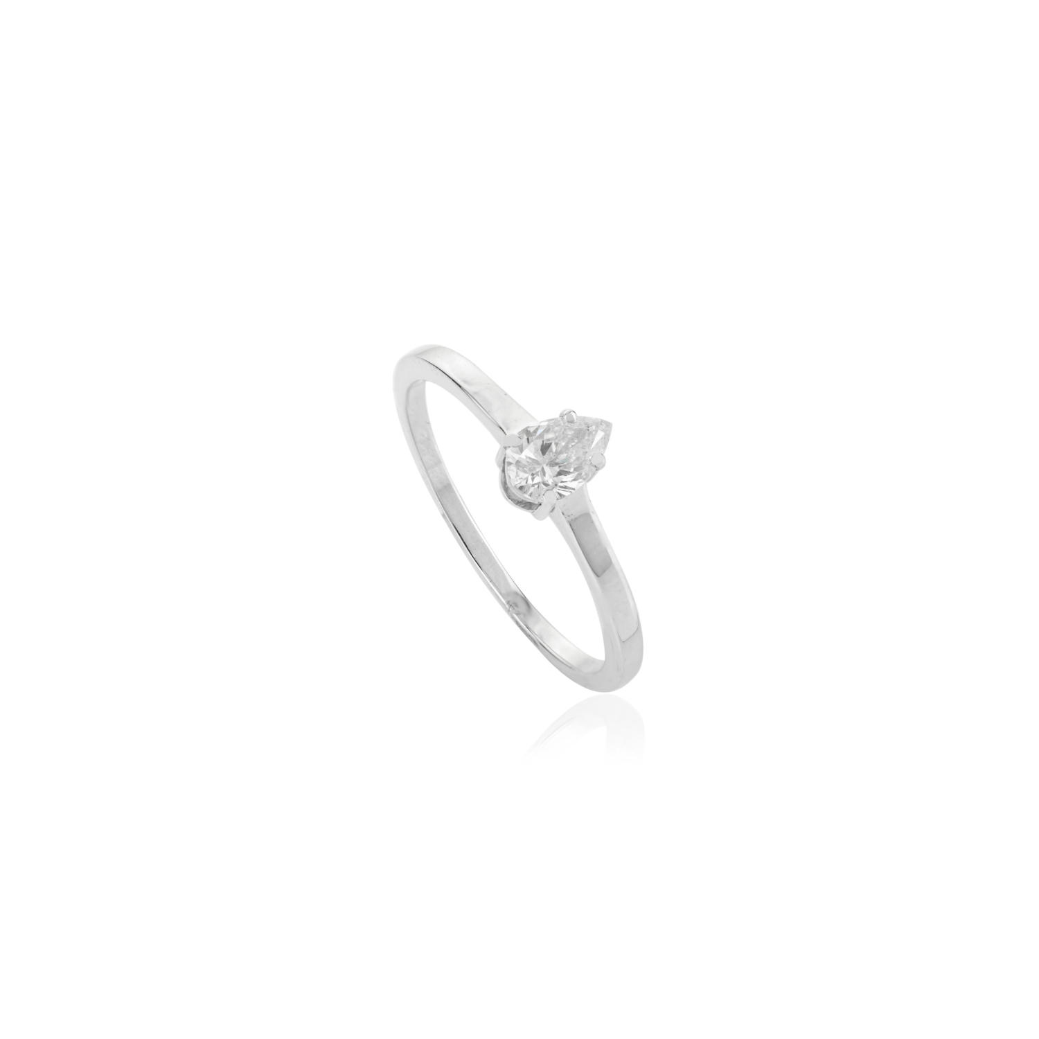 Certified Pear‑Cut Natural Diamond Solitaire Ring in 14K