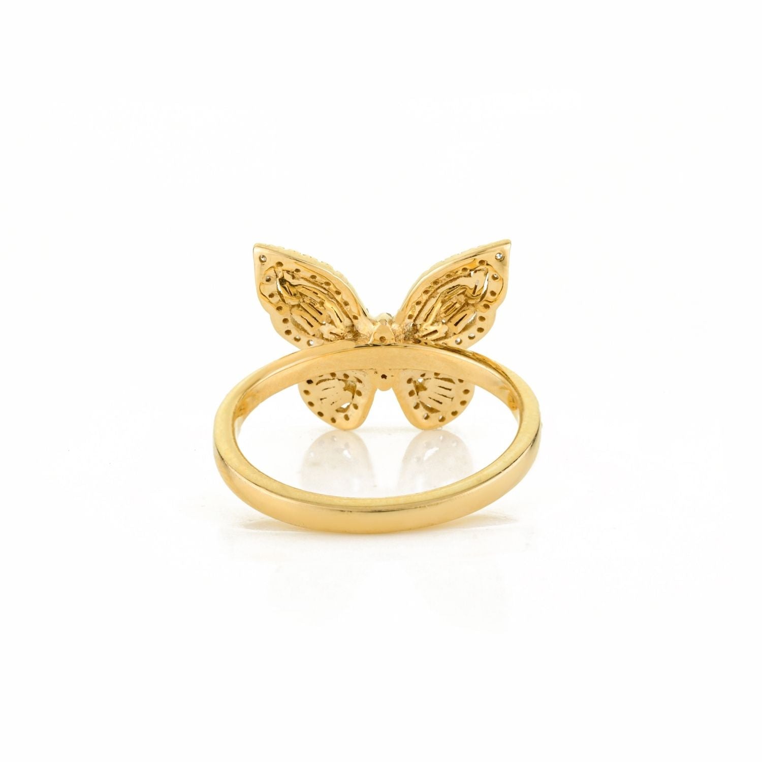 18K Yellow Gold Diamond Butterfly Ring