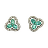 14K Gold Trinity Emerald Halo Diamond Studs Thumbnail